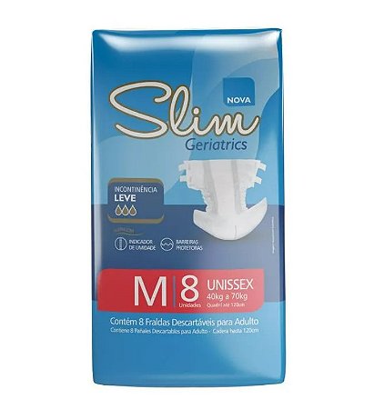 Fralda Geriátrica Para Adulto (M) 40 a 70KG Pacote C/08 Unidades - Slim
