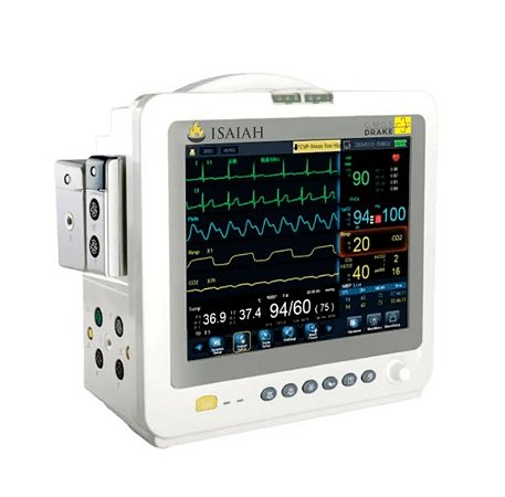 Monitor Multiparamétrico Isaiah 12" ECG, SPO2, PNI, Respiração e Temperatura Pré-Configurado - CMOS DRAKE