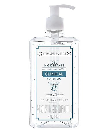 Álcool em Gel Higienizante Clinical 500ml 70º GL | 70° INPM - Giovanna Baby