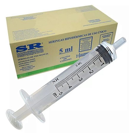 Seringa Descartável 5ml Luer Slip (Liso) Sem Agulha Caixa C/500 Unidades - SR