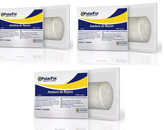 Kit C/3 Ataduras de Rayon 7,5cm x 5m Estéril - Polar Fix