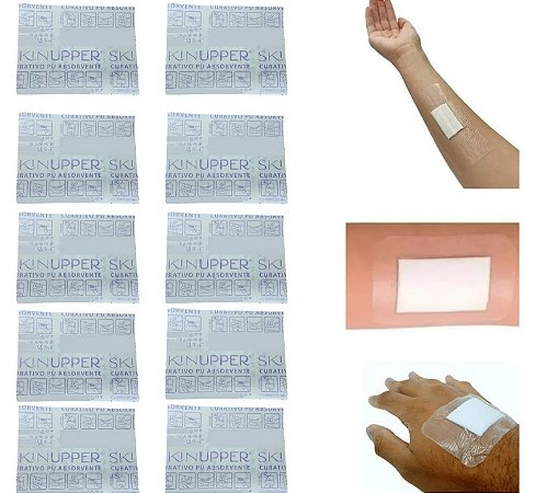 Kit C/10 Curativos Filme Transparente 5cm x 7,2cm Com Almofada Absorvente Unidade - Skinupper