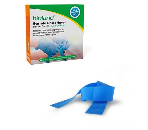 Garrote Descartável (Livre de Látex) 25 unidades Com 45cm Cada GA-100 - Bioland