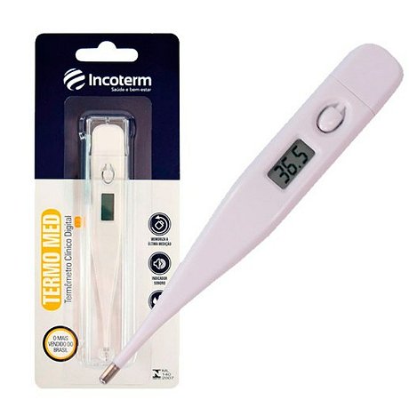 Termômetro Clínico Digital Branco Com Alarme Sonoro - Incoterm