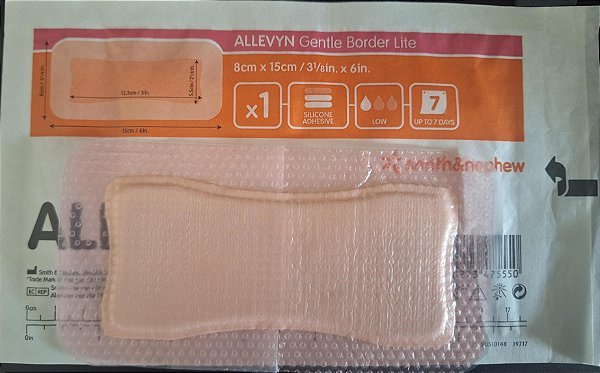 Curativo Allevyn Gentle Border Lite 8cm x 15cm Unidade - Smith & Nephew