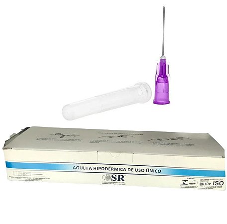 Agulha Hipodérmica Descartável 20x0,55mm (24g) Caixa C/100 Unidades - SR