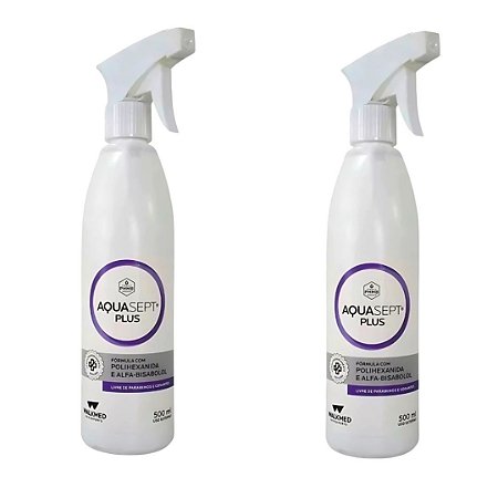 Kit C/2 Aquasept Plus Solução Polihexanida PHMB Spray 500ml Cada - Walkmed