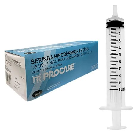 Seringa Hipodérmica 10ml Luer Slip (Liso) Caixa C/100 Unidades - Procare