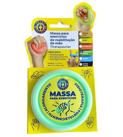 Massa Exercício De Silicone Reabilitação De Mãos (Verde) Moderada Forte - Ortho Pauher