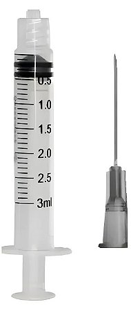 Caixa C/100 Unidades de Seringa 3ml Luer Lock (Rosca) Com Agulha 25 x 0,70 - Medix