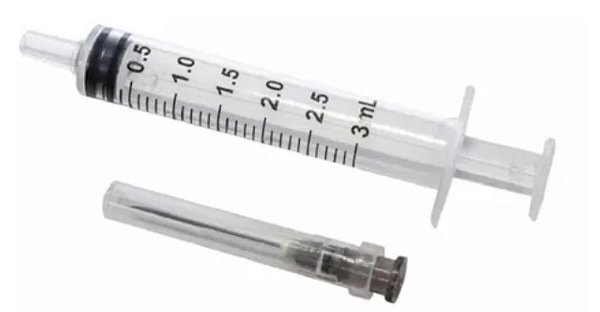 Caixa C/100 Unidades de Seringa 3ml Luer Slip (Liso) Com Agulha 25 x 0,70 - Medix