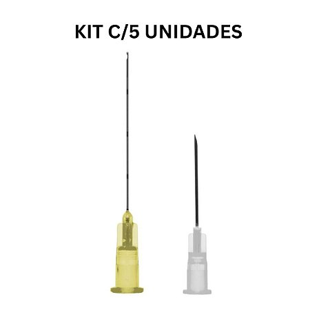 Kit C/5 Microcânulas P/ Preenchimento C/Agulha Auxiliar 30g X 50mm - Uniqmed