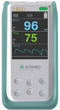 Oxímetro VIRTO (Com Bateria Recarregável) Com Sensor Neonatal - Alfamed