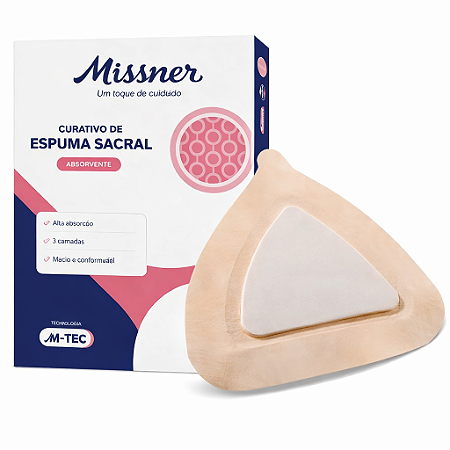 Curativo de Espuma Sacral 22cm x 22cm Com Bordas de Silicone M-TEC Unidade - Missner