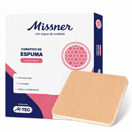 Curativo de Espuma Absorvente Silicone Sem Borda 15cmX15cm M-Tec Unidade - Missner
