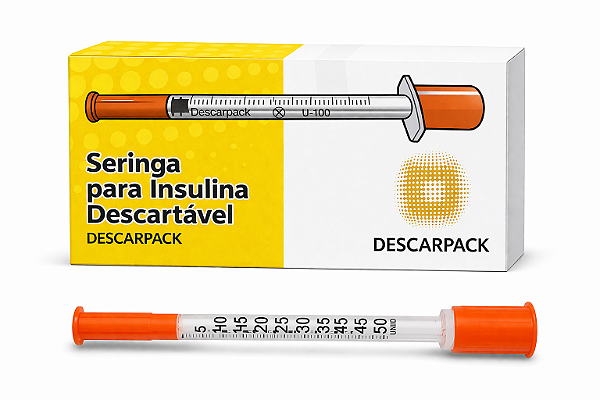 Pacote C/10 Seringas de Insulina 0,5ml Agulha Fixa 6 x 0,25mm (31g) - Descarpack
