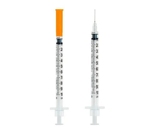 Kit C/40 Seringas de Insulina 1ml Agulha Fixa 6mm x 0,25mm (31g) - Sol-Millennium