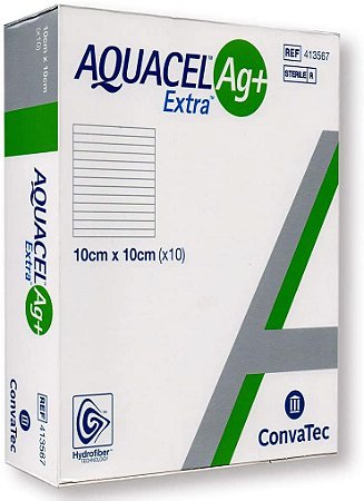 Curativo Aquacel AG+ Extra 10cm x 10cm Caixa C/10 - Convatec