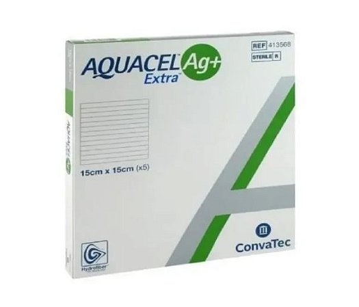 Curativo Aquacel AG+ Extra 15cm x 15cm Caixa C/5 unidades - Convatec