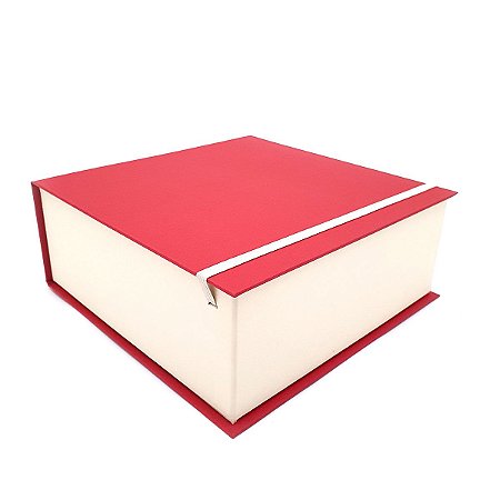 Caixa Cartonada Livro 20x20x8 Craftimbui Vermelho e Marfim