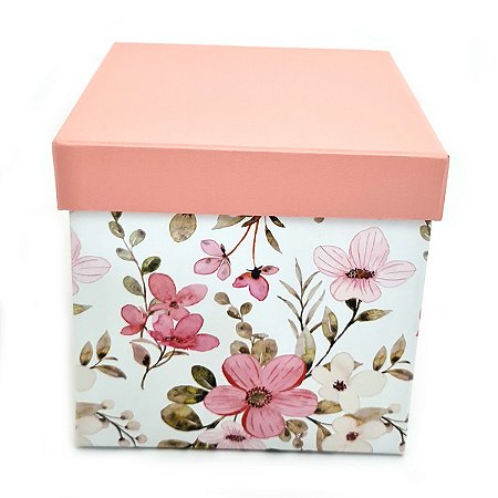Caixa de presente Estampada cartonada  16x16x16 Floral Fidji