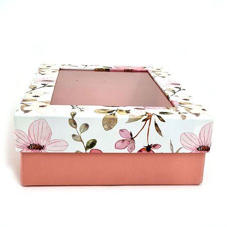 Caixa de presente Estampada C/ Visor 20x15x6 Floral Fidji