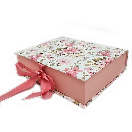 Caixa Cartonada Livro 25x20x6  Estampa Floral Fidji