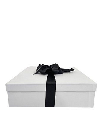 Caixa de Presente 35x35x10 Cartonada Branca Laco Preto
