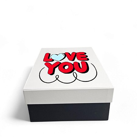 Caixa de Presente 30x30x10 Cartonada com Mensagem 10 Love You