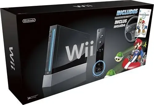 Console Nintendo Wii Preto Na Caixa Com Mario Kart Wii Desbloqueado - Nintendo