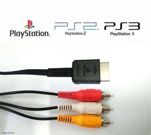 Cabo AV RCA Audio e Video para Playstation 1,2 e 3 Original - Sony