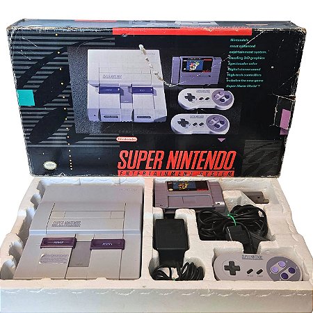 Console Super Nintendo + Dois Controles + Super Mario World | Na Caixa - Nintendo