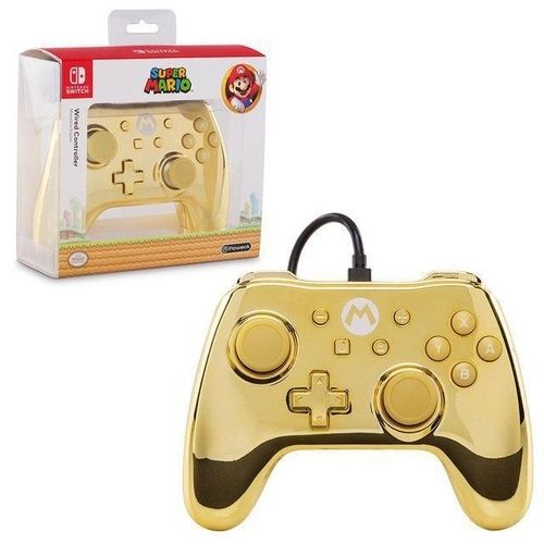 Controle com Fio para Nintendo Switch Edição Especial Cromada Mario Dourado - Power A
