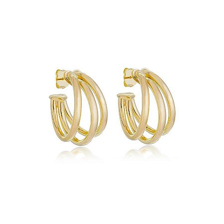 Argola Três Tubos Banhada a Ouro 18k M