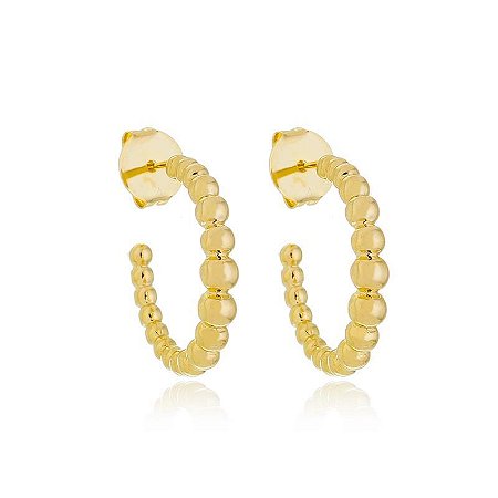 Brinco Argola Esferas Crescentes Banhada a Ouro 18k - P