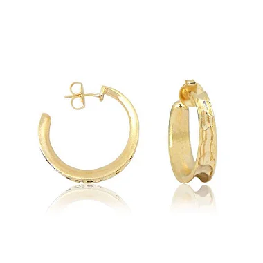 Brinco Argola Canoa Martelado Banhado a Ouro 18k