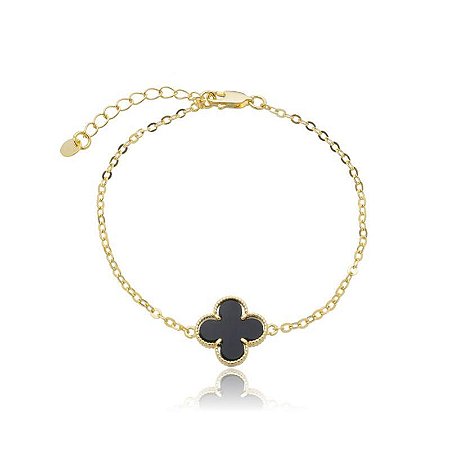Pulseiras Trevo Preto Banhada  a Ouro 18K