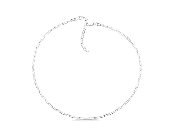 Colar Elos Banhado a Ouro Branco 30 cm