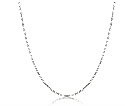 Colar Elos  Banhado a Ouro Branco 70 cm