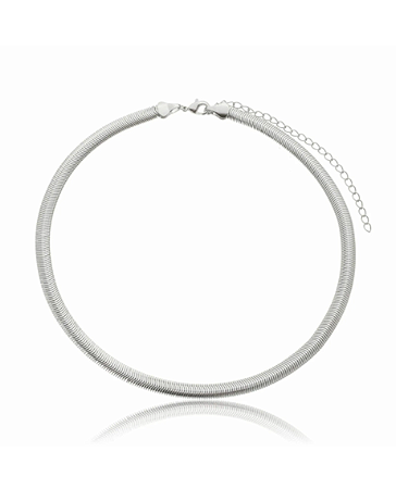 Choker Malha Snake Curto Banhado a Ouro Branco 6mm