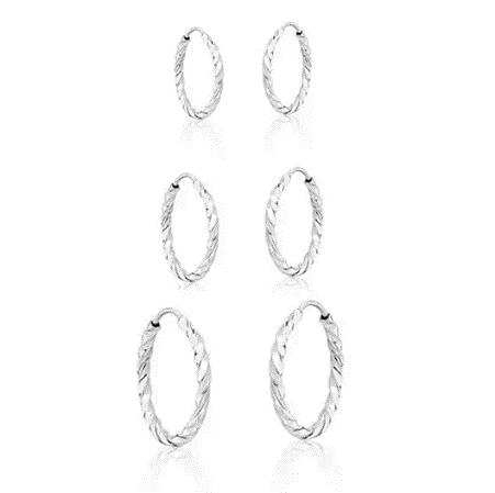 Trio de Argola Torcida  de Prata 925