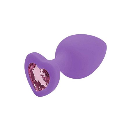 Plug De Silicone Roxo Com Pedra Tamanho M