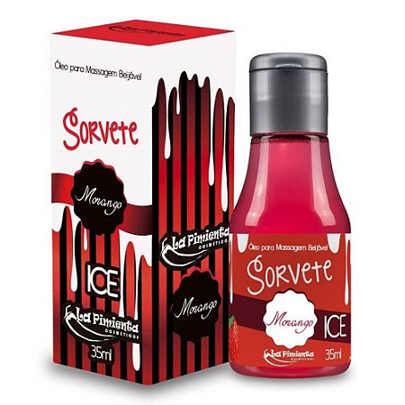 SORVETE ÓLEO BEIJÁVEL PARA MASSAGEM ICE DE MORANGO 35ML LA PIMIENTA