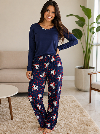 Pijama Longo Suede Feminino REF C56