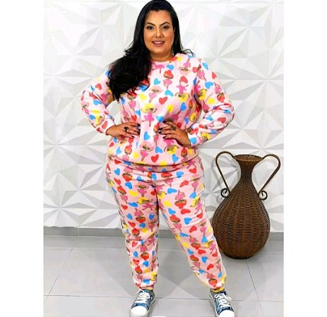 Pijama Plus Size Soft Inverno Tamanho Grande Quentinho Plush