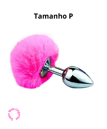PLUG ANAL DE AÇO COM POMPOM COLORIDO 3R IMPORT Tamanho P