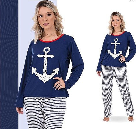 Pijama de Frio Feminino Algodão