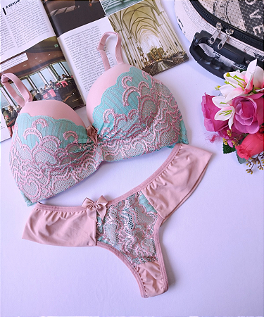 Conjunto de Lingerie Conforto Andressa Bicolor Tam M