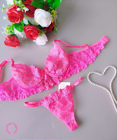 Conjunto de Sutiã e Calcinha Neon Sem Bojo
