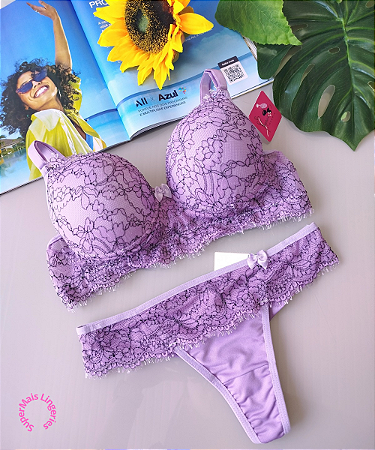 Conjunto de Lingerie Com Bojo em Renda